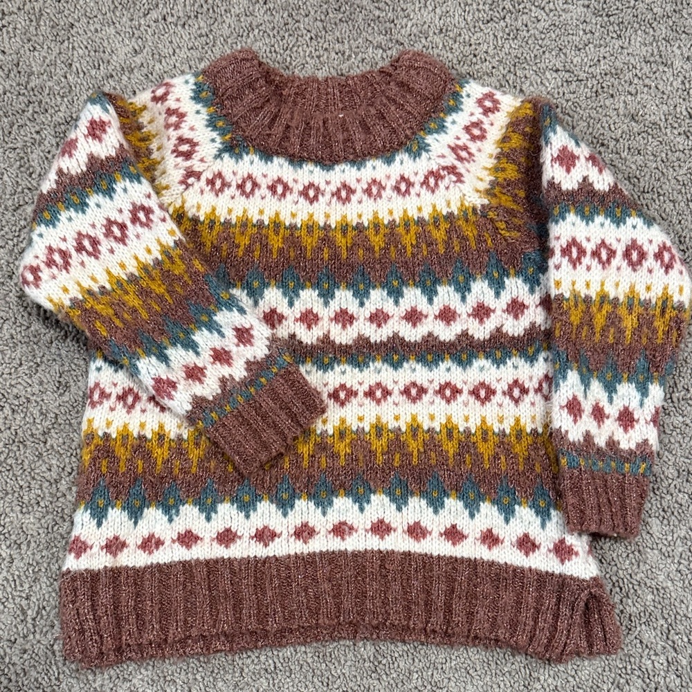 Zara Brown and Cream Knit Sweater